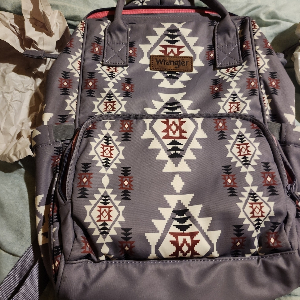 Wrangler Tribal Pattern Backpack in Lavender and Burgundy